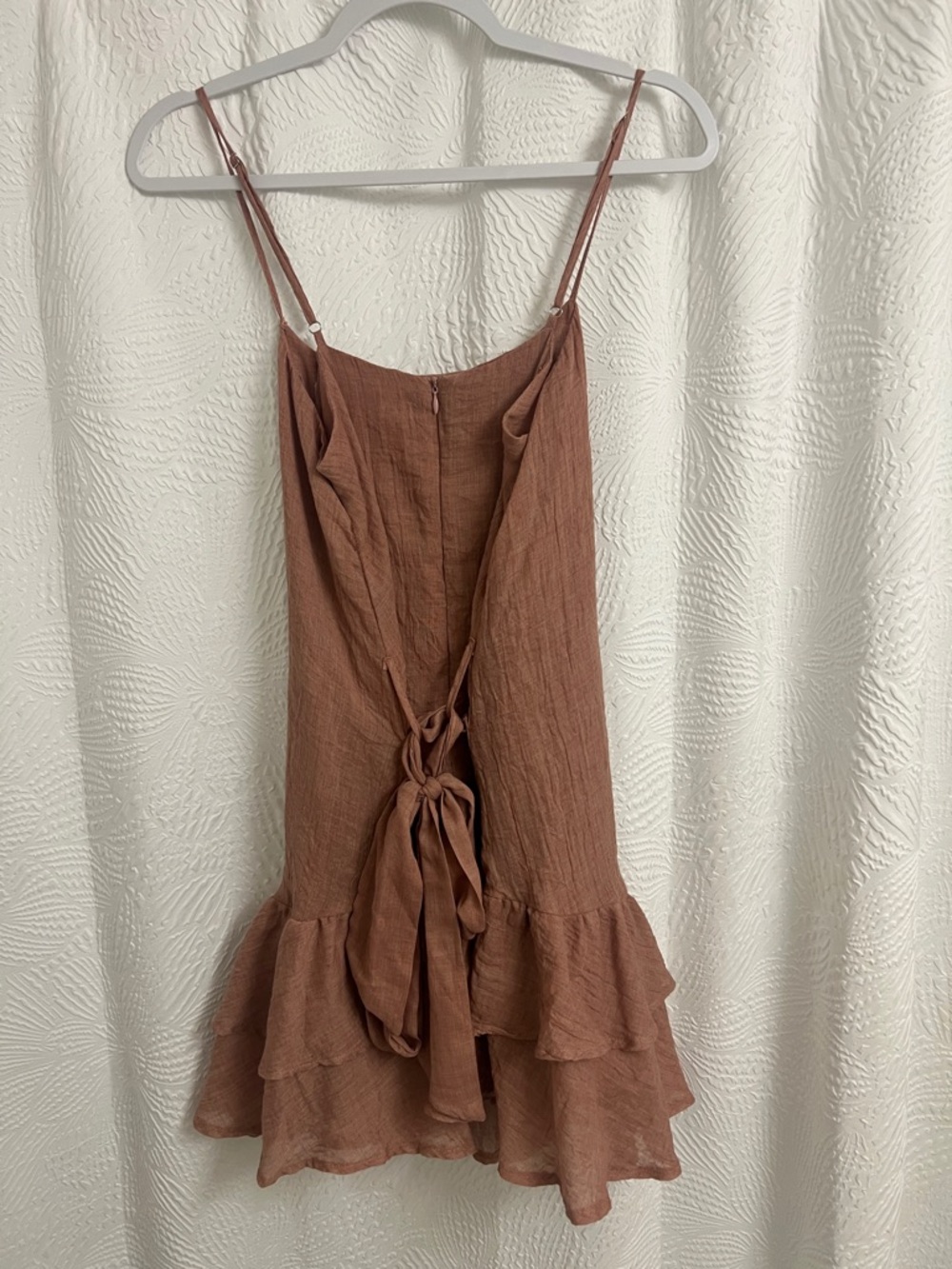 Women's Rust Ruffle Hem Slip Dress - Picture 3 of 7